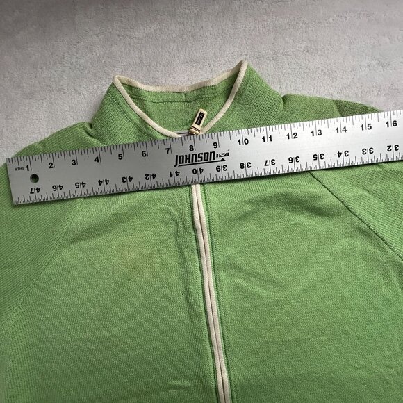 St. John Sport Marie Gray Womens Green Wool-Blend Zip-Up Short Sleeve Top Large - Picture 8 of 13